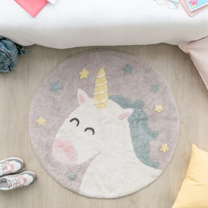 Tappeto Da Gioco Rotondo Per Bambini Con Unicorno Magico