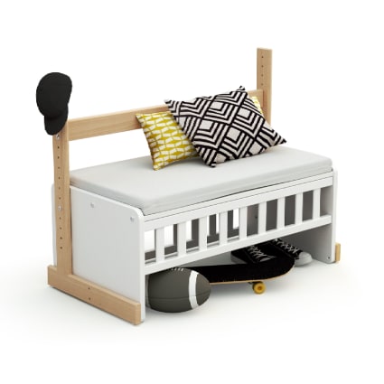 Culla 4 in 1 'Woodland Buddies' con rivestimento in tessuto - Bianco / Verde pastello