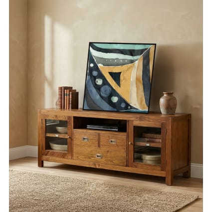 Mobile TV con cassetto Finitura Marrone Acacia 70 x 33 x 46 cm