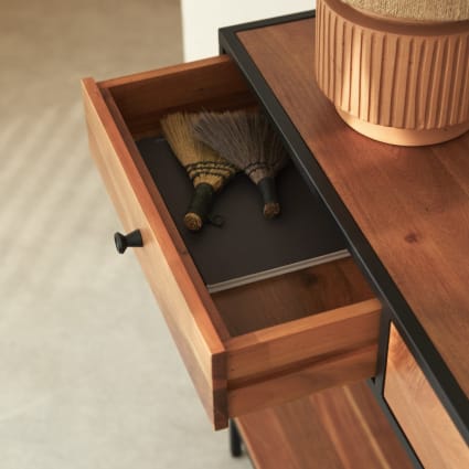 Consolle in legno di acacia massello e metallo