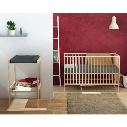 Cama y cambiador para la habitación del bebé madera Blanco