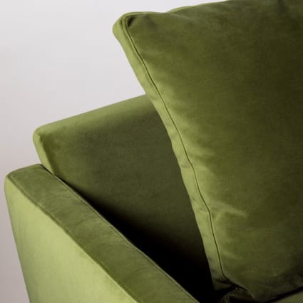 Canapé 4 Places Velours Vert Olive - DRAWER VILLABON - Avec Coussins - Occasion TBÉ