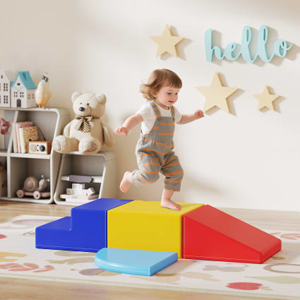 Modules De Motricité DREAMADE En Mousse - Escalier Et Toboggan Pour Enfants 3+ Ans