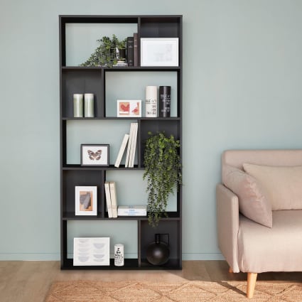IDMarket Libreria DAVIS Asimmetrica 8 Livelli, Metallo Nero Opaco, Design Industriale, 161x67.5x25 Cm