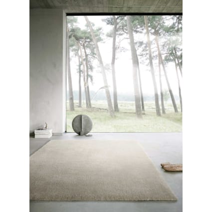 Moderner Hochflor Teppich beige grau, Wohn-, Schlafzimmer 130x190 Emilia