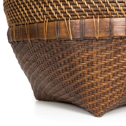 Cesta De Almacenamiento Redonda De Ratán Con Tapa Natural Rattan