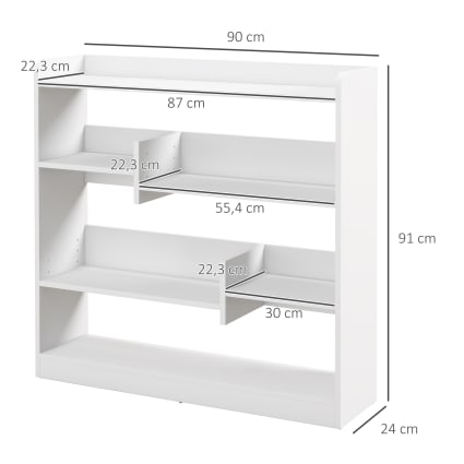 Étagère 4 Niveaux Blanc Avec Panneau Perforé - Rangement Salon, Bureau, Chambre - HOMCOM
