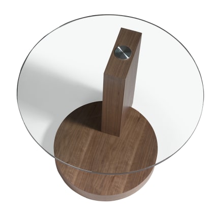 Tavolino ad angolo in legno di noce e vetro temperato Maisons du