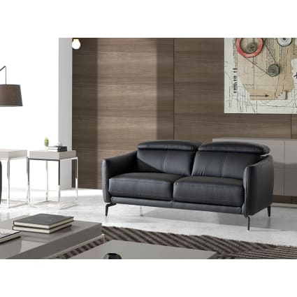 Divano posti rivestito in pelle con gambe in acciaio nero