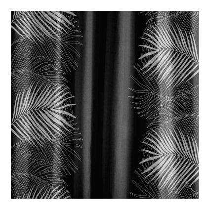 Rideau De Douche Bohème Noir Et Blanc 180x180 Cm - Motif Feuilles, Tissu Polyester Imperméable + 12 Crochets Inclus