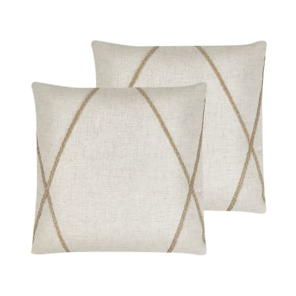 Set Di 6 Federe Cuscini Decorative In Cotone E Lino - Motivo Geometrico Nero, 45x45 Cm, Per Divano E Ufficio