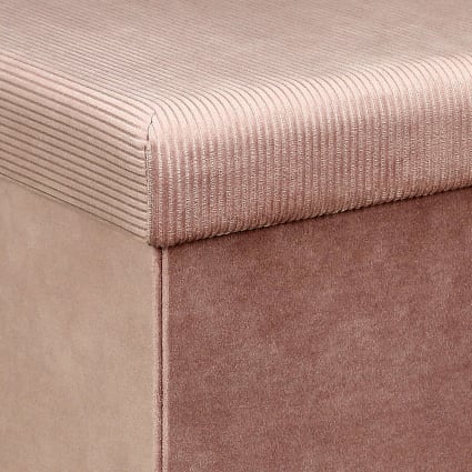 Pouf Coffre 45x90 Cm Rose - Rangement 100 L - Charge 300 Kg - MG Design - 4