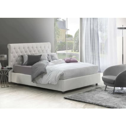 Letto matrimoniale in ecopelle bianco 160x190 cm Claretta