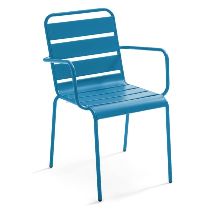 Oviala Tavolo Da Giardino In Metallo 8 Posti Palavas - Blu, 180x90 Cm, Acciaio Anticorrosione
