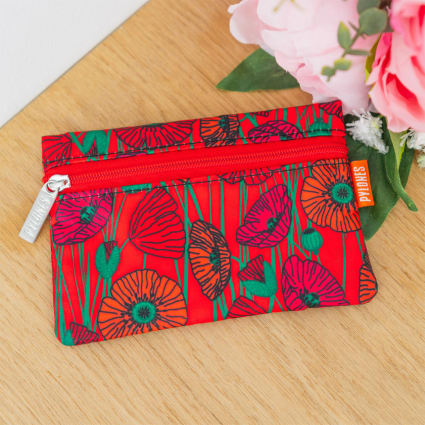 Porte-monnaie Femme Rouge à Motif Fleurs En Relief - Simili Cuir, Fabriqué En France - Neuf