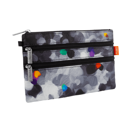 Pochette 3 Zips Pylones Bouquet - 20x13x1 Cm En Polyester - Organisation Pratique Pour Clés Et Petits Objets