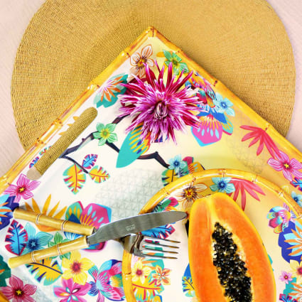 ECOIOU - Bandeja Extragrande Con Asas, 20 X 13 Pulgadas, Juego De 2 Platos De Melamina Para Servir Alimentos, Pavo, Galletas, Bandejas Rectangulares