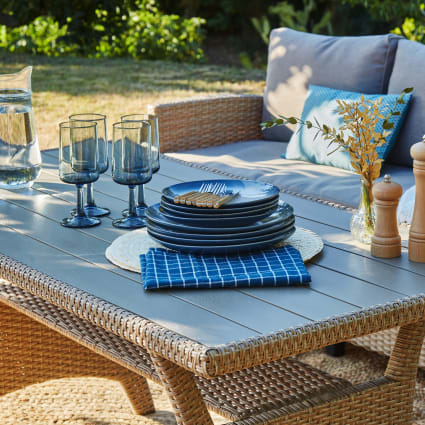 Set da giardino in rattan sintetico e acciaio con tavolo alto