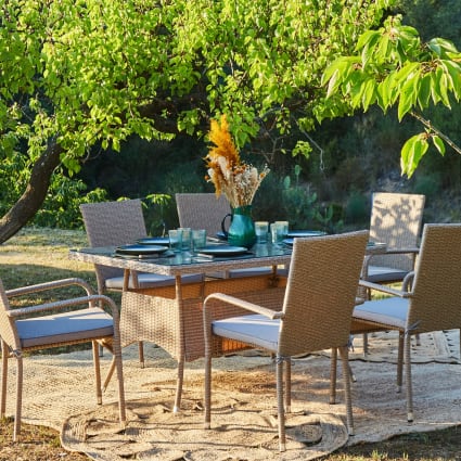 Set da giardino in rattan sintetico e acciaio poltrone Verona