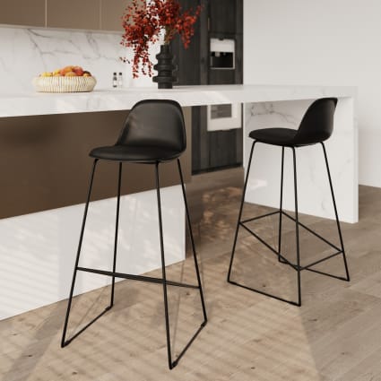 Set di sedie da bar nere 75 cm Leni Maisons du Monde