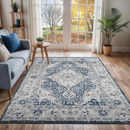Tapis orient bleu d'occasion - Décoration