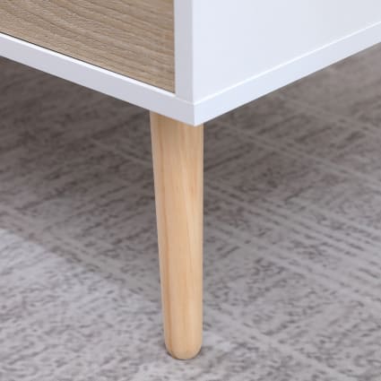 Table Basse Salon Scandinave Avec 2 Plateaux - Design Gris, En MDF Et Bois Massif - Table D'Appoint Multi-usage