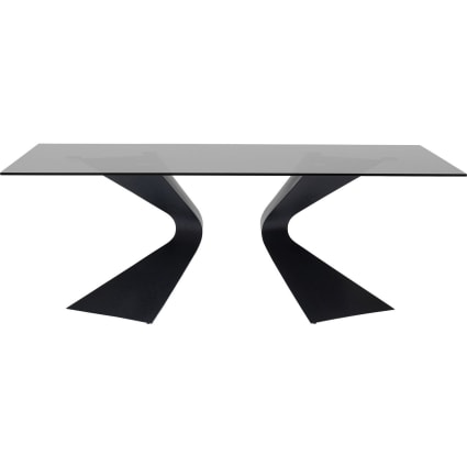Esstisch für 8 Personen aus Glas und Stahl, schwarz, L200cm Gloria