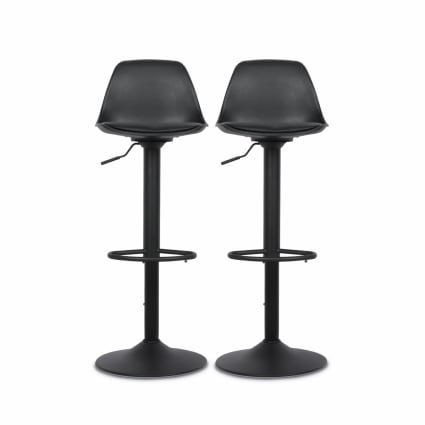 Tabouret De Bar Pivotant HNNHOME - Simili Cuir Noir, Dossier Haut Et Réglable En Hauteur