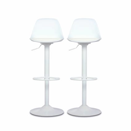 Set Di 2 Sgabelli Da Bar Moderni Con Schienale - Regolabili, Girevoli, Colore Bianco