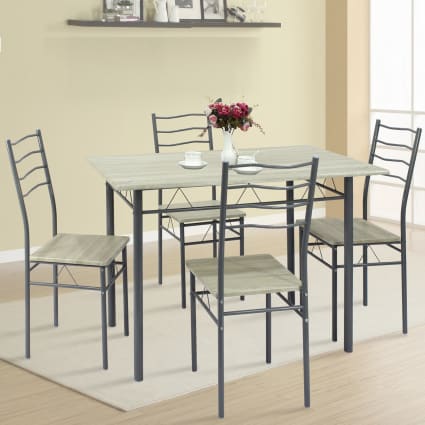 Set Table Hexagonale Moderne Avec 4 Chaises Velours - Plateau Marbre, Piètement Métal Noir
