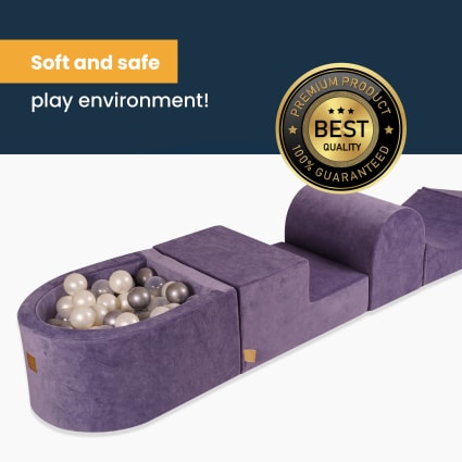 MEOWBABY Parcours Motricité Bébé En Mousse + Piscine à Balles (100 Balles) - Aire De Jeu Modulable - Dès 1 An