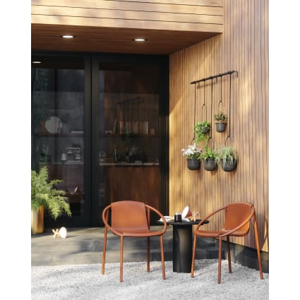 Lot De 3 Supports Suspendus Pour Plantes - Cercle Métal + Plateau Bois - Hauteur 27 Cm - Pour Plafond Ou Fenêtre - 14