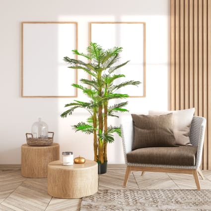 Outsunny Palmier Artificiel Hauteur 1,2 M - Arbre Réaliste Avec Pot Inclus