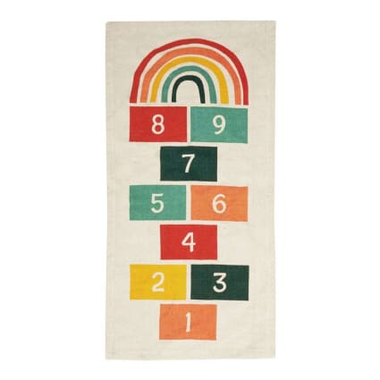 Waschbarer Kinderteppich Baumwolle Hüpfkästchen bunt 60×120 Kids