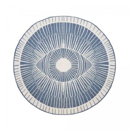 Runder Outdoor-Teppich, Wendekelim ø160 cm, Blau und Creme Lyn2 b rond reversible
