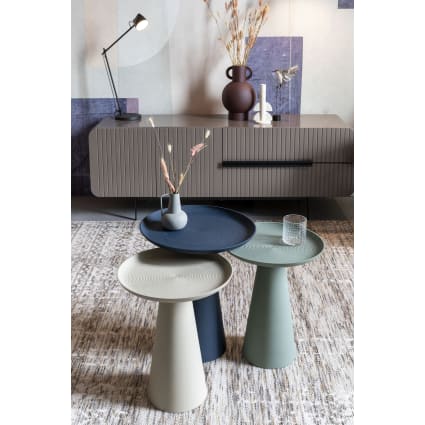 Table Basse Ronde Avec Tiroir - Design élégant - Plateau 60 Cm, Hauteur 36 Cm - MDF Et Métal - Vert Menthe