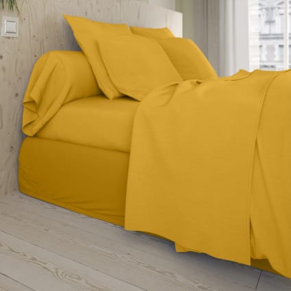 Home Passion Housse De Couette 3 Pièces 240x260 Cm - 100% Coton 57 Fils, Parure De Lit 2 Personnes West Wide Jaune