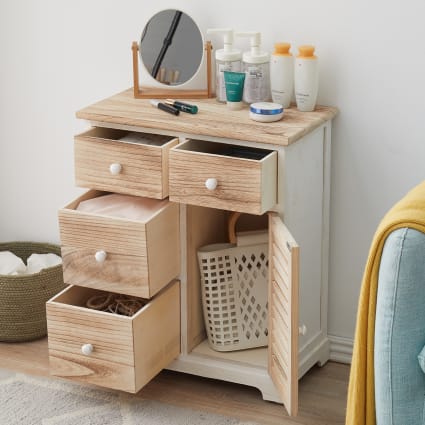 Gizoon Kleine Kommode Mit 4 Schubladen – Platzsparender Badezimmerschrank Oder Nachttisch In Weiß