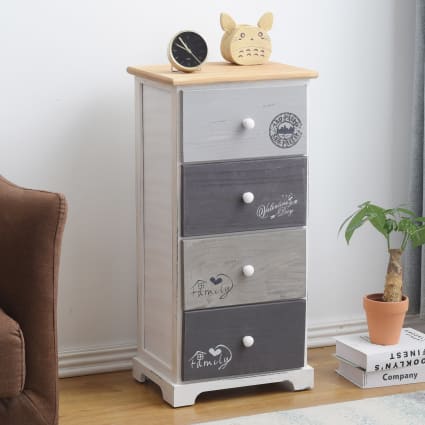 IDIMEX Cassettiera ARBO 4 Cestini In Giacinto D'Acqua – Mobile In Legno Paulownia Laccato Grigio, Design Vintage, Dimensioni 30x69x25 Cm, Facile Da Montare