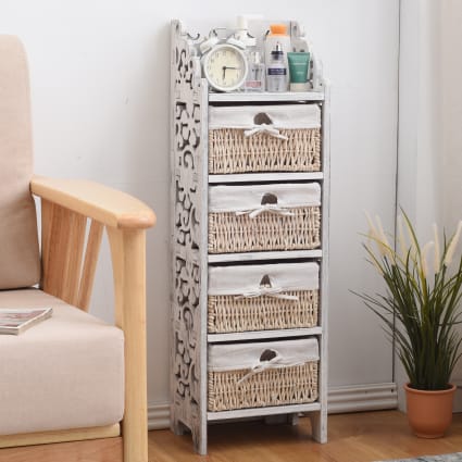 PURFINO Cassettiera in Tessuto - Cassettiere Stoffa con 7 Grandi Cassetti, Etichette, Tasca Laterale e Gancio per Soggiorno, Corridoio, Camera da Letto (Grigio chiaro