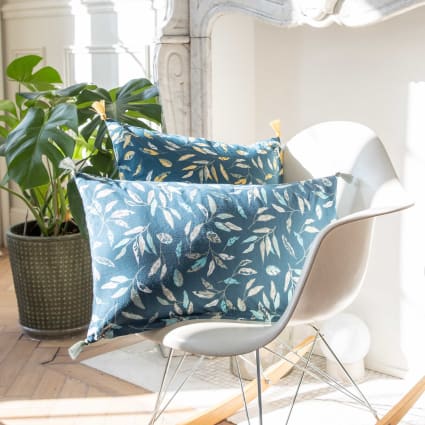 Housse De Coussin Fabritual Imprimé Bloc – 30,5x86,4 Cm, Coton Et Lin, Noir Et Jaune, Motif Hawamahal, Déco Artisanale