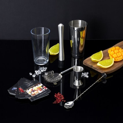 Lot De 5 Shakers à Cocktail ZONADAH 400ml En Acier Inoxydable Et Verre - Kit Complet Mixologie