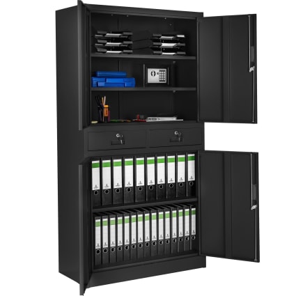 Armoire De Classement Mobile 3 Tiroirs Avec Serrure - Meuble Bureau A4 Noir Happy Home