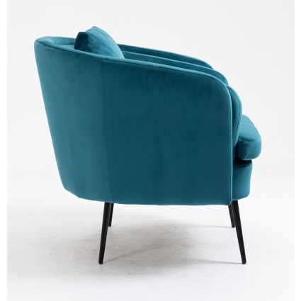 Fauteuil Velours SIGNAL MEBLE - Bleu Canard - Pieds Métal - H90cm Assise 51cm