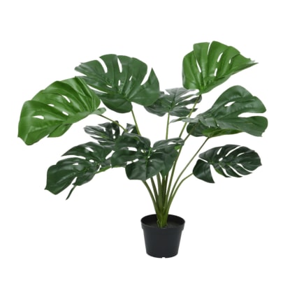 Monstera artificiel Ø 60 x 66 cm en pot plastique vert | Maisons du Monde