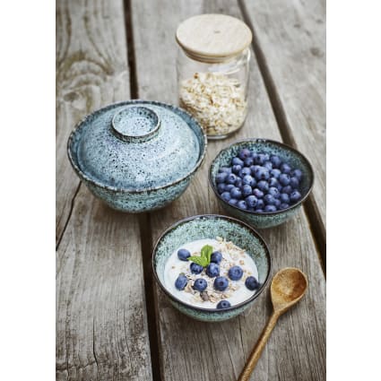 Schale aus Keramik mit Deckel, blau Plota