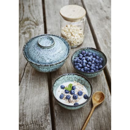 Schale aus Keramik mit Deckel, blau Plota