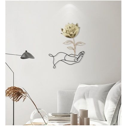 Décoration Murale Fleurs En Métal - Art Mural Intérieur/extérieur - Vert 30x30cm - Ferme Maison