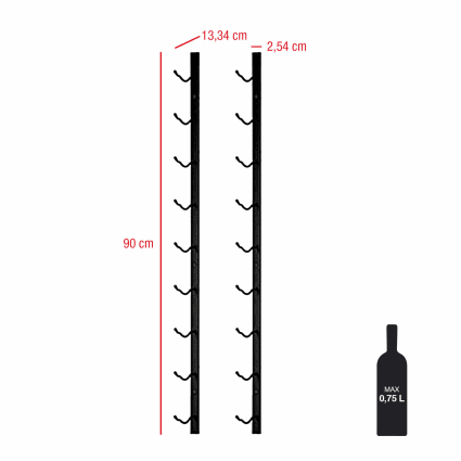 Portabottiglie Da Parete Sorbus – Rack In Metallo Per 9 Bottiglie Di Vino E Champagne – Design Salvaspazio Nero