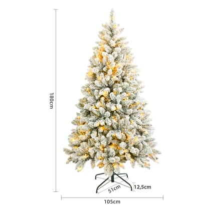 Ferzone 180cm Sapin De Noël Artificiel Avec Neige Blanche & 350